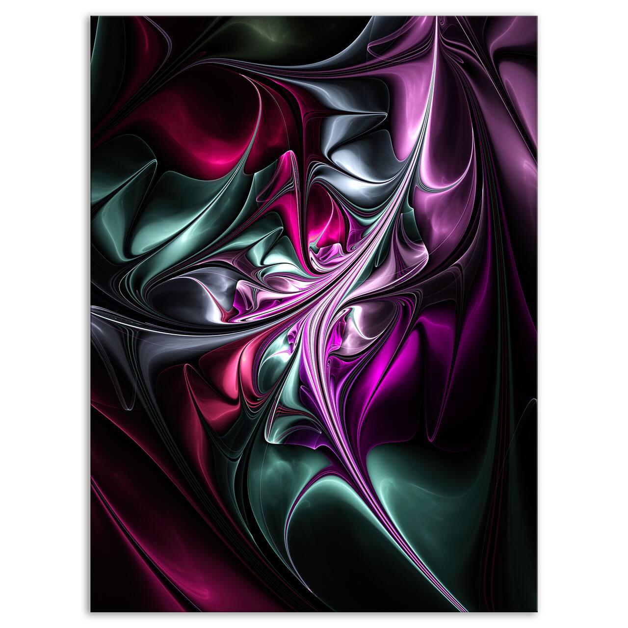 Designart - Multicolored Abstract Floral Shapes - Large Floral Wall Art Canvas